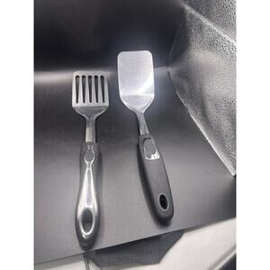 Set Of Two Stainless Steel Slotted Cooking Spatula Regular Flat Turning Spatula